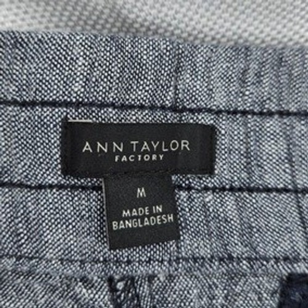 Ann Taylor Factory Womens Medium Blue Linen Blend Wide Leg Drawstring Pants - Picture 4 of 6